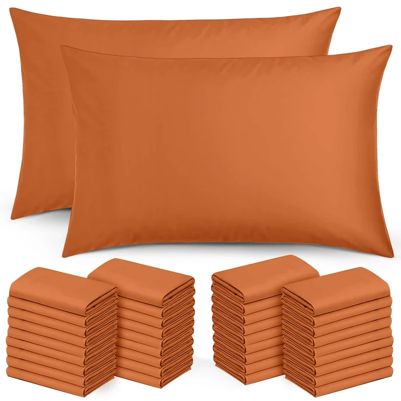 Moonlight Bedding Pillow Cases 50 Pack – Rust Pillowcases Envelope Closure Super Soft Brushed Microfiber Standard House Wife Pillow Covers, (50 X 75 CM)