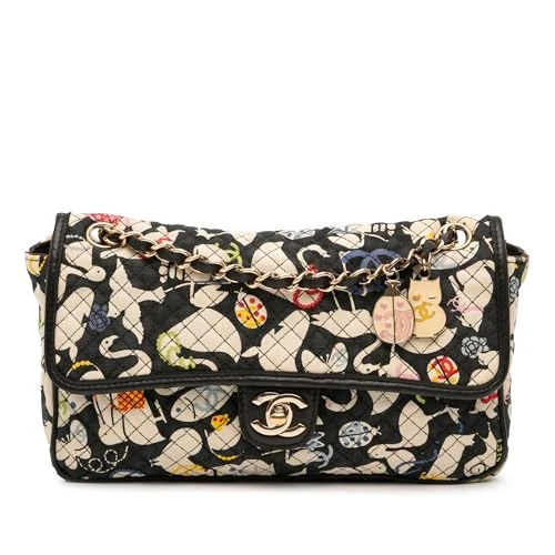 Pre-Loved Medium Printed Canvas Animals Single Flap