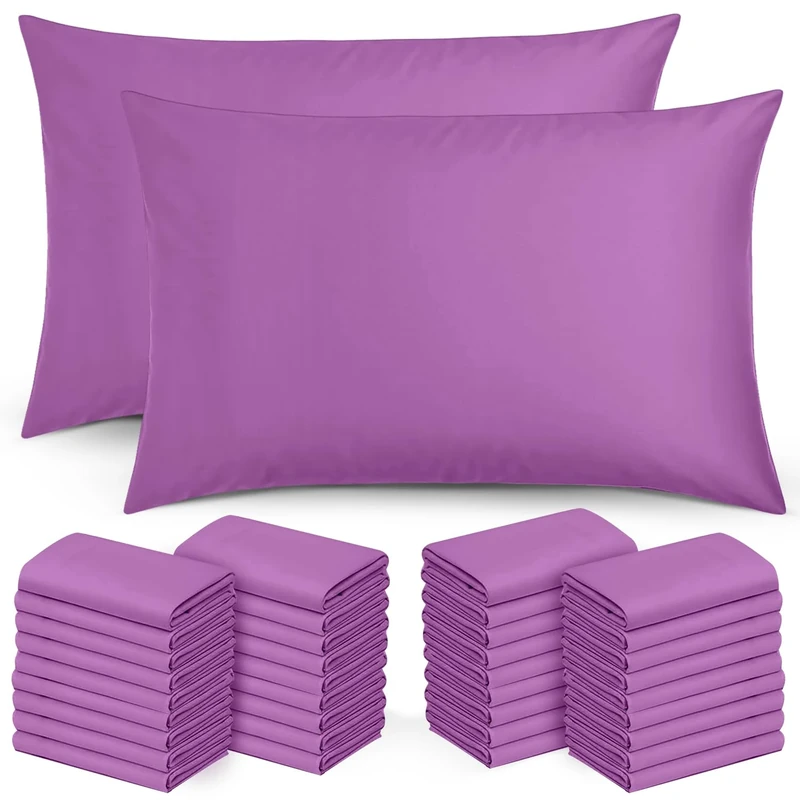 Moonlight Bedding Pillow Cases 50 Pack – Purple Pillowcases Envelope Closure Super Soft Brushed Microfiber Standard House Wife Pillow Covers, (50 X 75 CM)