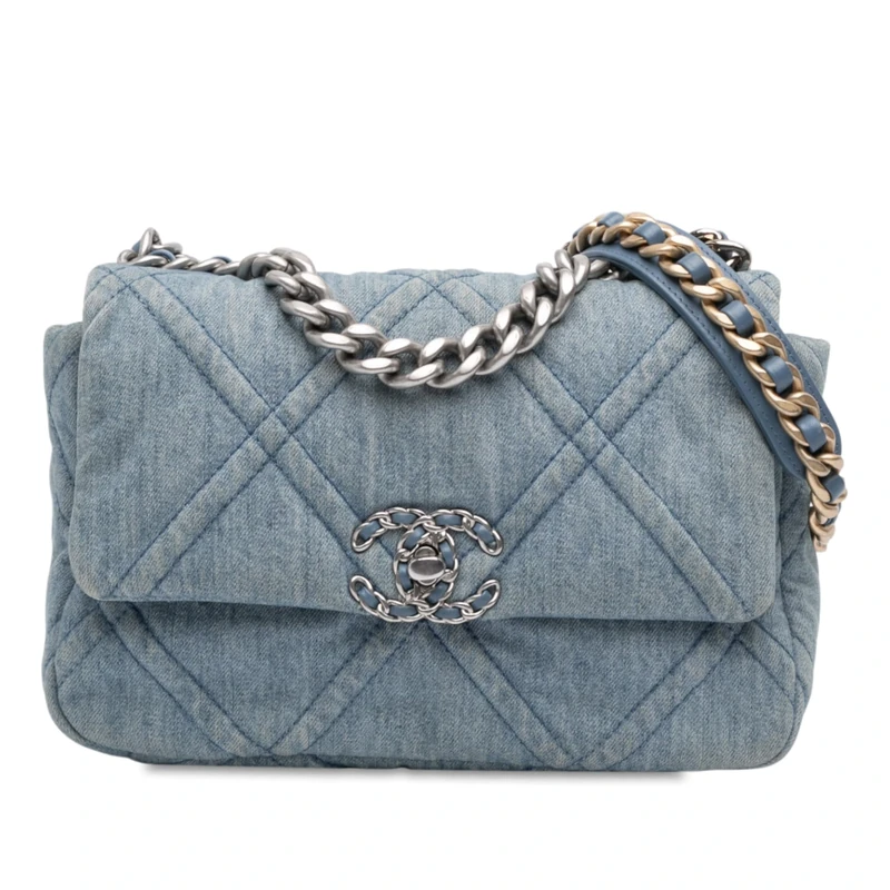 Chanel Pre-Loved Medium Double Stitched Denim 19 Flap Handbag