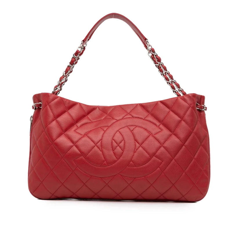 Chanel Pre-Loved Quilted Caviar Expandable Zip Tote