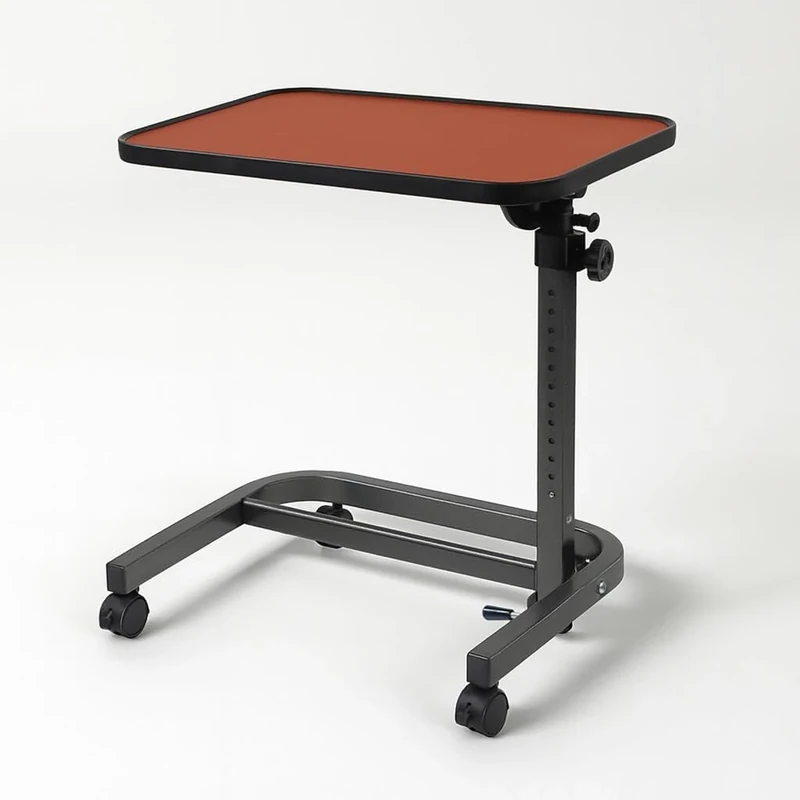 Aidapt Brown Over Chair or Bed Table on Wheels.Large 600x400mm Table Top,4 Braked Castors,12 Height Settings,7 Angle Settings, Collapse Flat to Store, Dining, Crafting, Laptop Use, Minimal Assembly