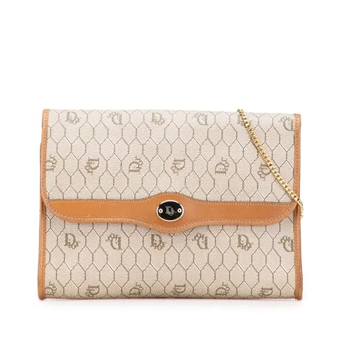 Dior Pre-Loved Honeycomb Coated Canvas Chain Crossbody Bag