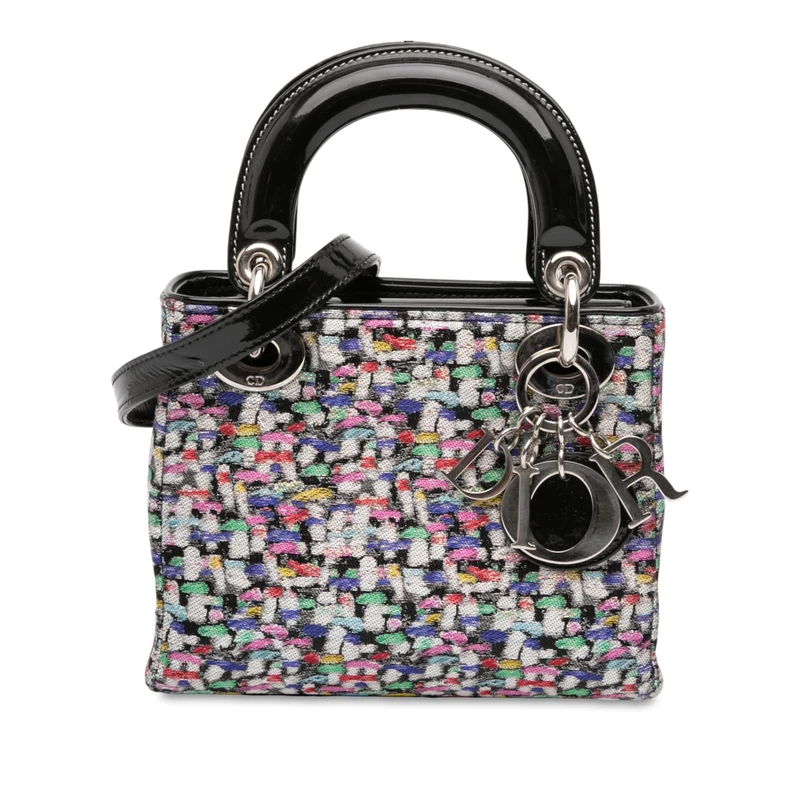 Dior Pre-Loved Mini Multicolor Metallic Fabric And Patent Leather Lady Handbag
