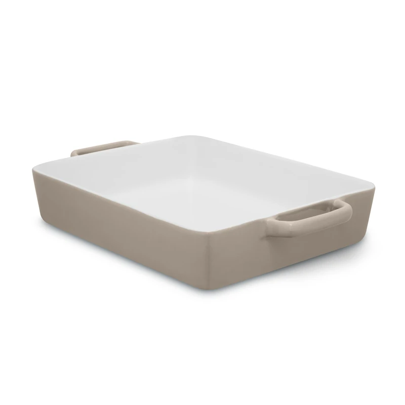 Barbary & Oak Nattura 38cm Rectangular Baking Dish, Made from Strong Stoneware, Smooth Glaze Interior, Easy Grip Handles, Dishwasher Safe, Cashmere