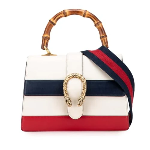 Gucci Pre-Loved Medium Leather Bamboo Dionysus Web Satchel