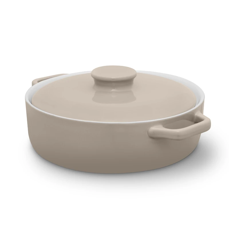 Barbary & Oak Nattura 23.5cm Shallow Casserole, Made from Strong Stoneware, Smooth Glaze Interior, Easy Grip Handles, Dishwasher Safe, Cashmere
