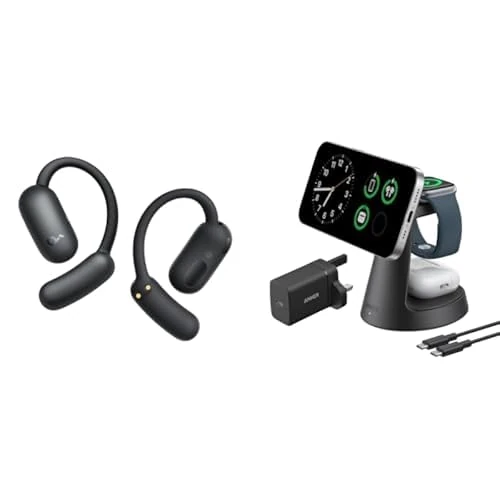 soundcore AeroFit 2 Open-Ear Headphones & Anker MagGo 3-in-1 Magnetic Wireless Charger Bundle