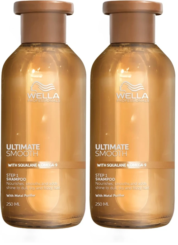 Wella Professionals Ultimate Smooth Shampoo - Nourishing Hair Shampoo With Squalane & Omega 9 - For Dry, Dull & Frizzy Hair (250ml) (Pack of 2)