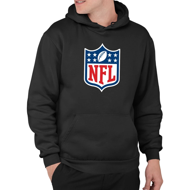 Junk Food Clothing x NFL - Shield Full Color - Unisex Adult Hoodie for Men and Women - Black - Size Large - Image 1