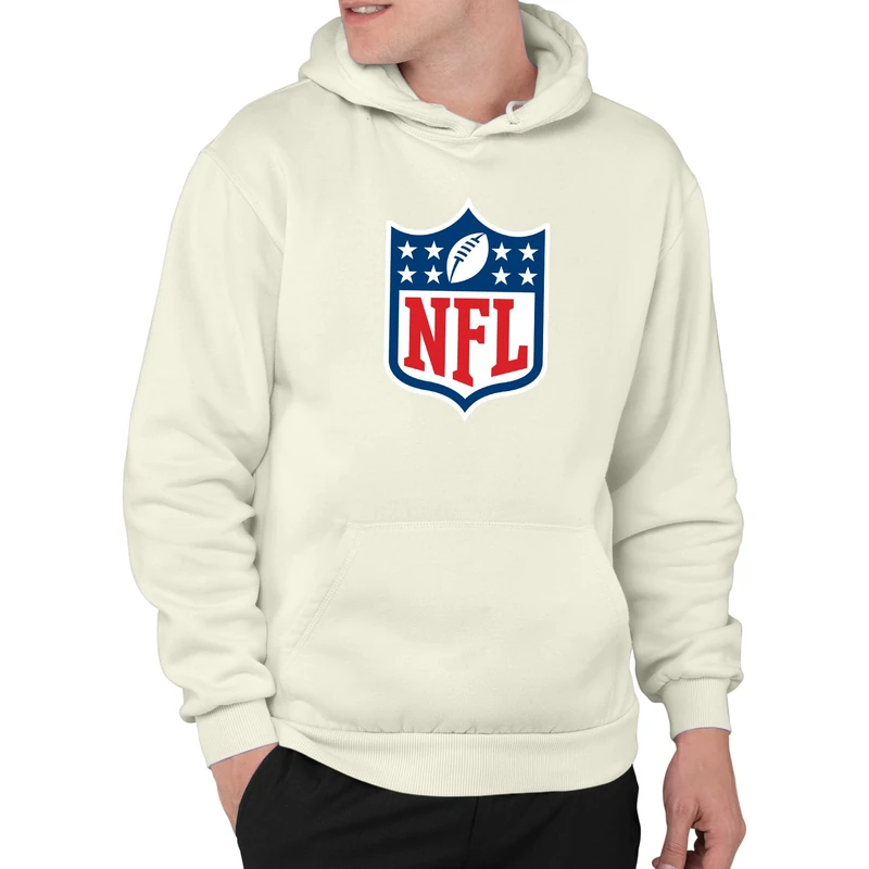 Junk Food Clothing x NFL - Shield Full Color - Unisex Adult Hoodie for Men and Women - Cream - Size Medium
