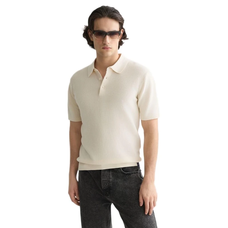 Scotch & Soda Men's Knitted Polo Shirt, Eggnog 270, M - Image 1
