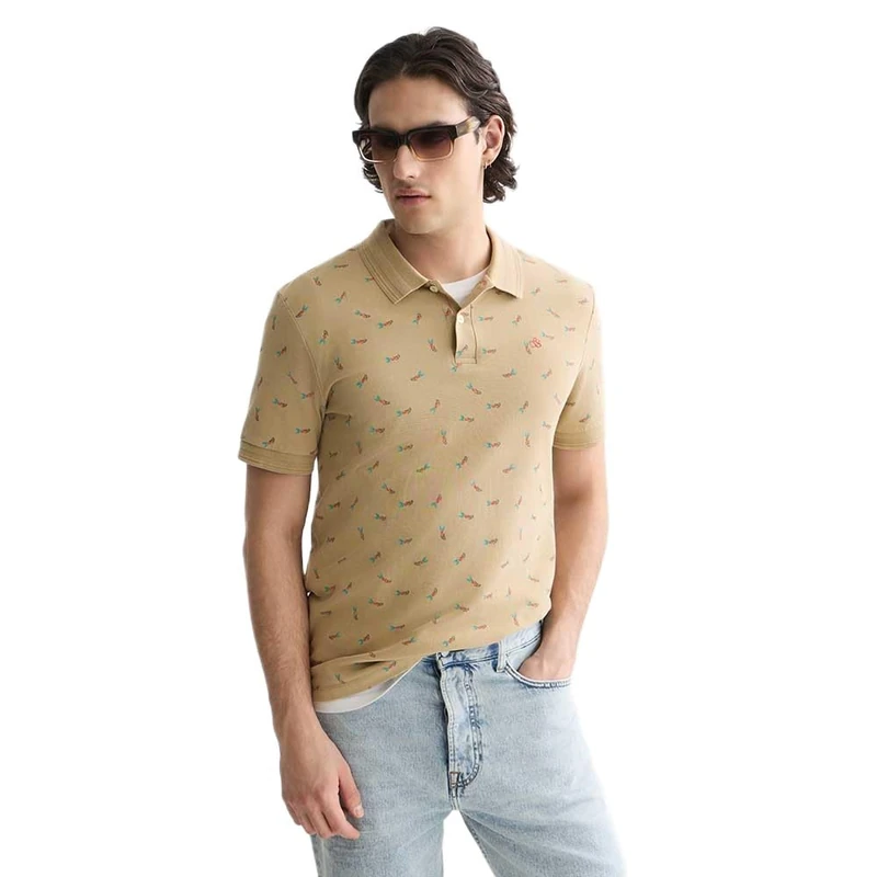 Scotch & Soda Men's All Over Print Polo Shirt, Flying Fish MINI Travertine 260, L - Image 1