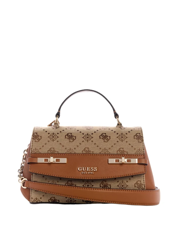 GUESS womens Melinda Logo Top Handle Flap, Latte Logo, One size - Image 1