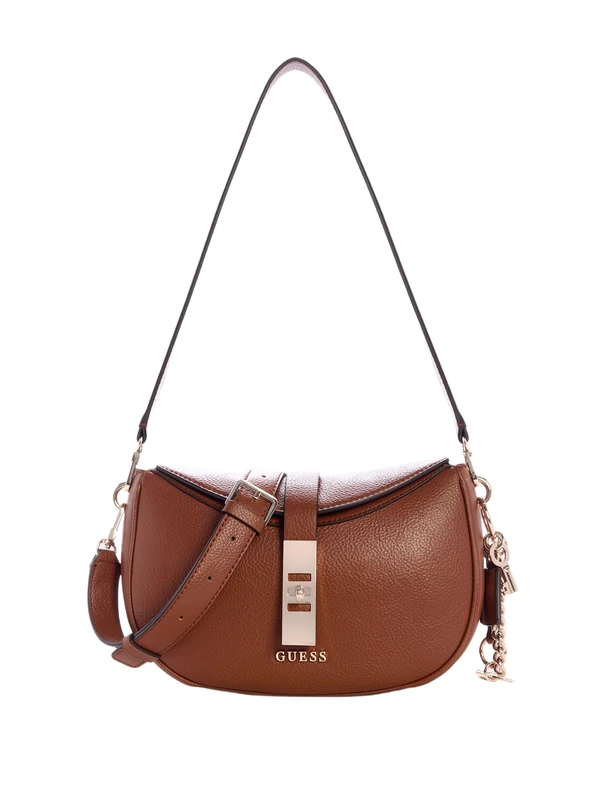 GUESS Brooke Shoulder Bag, Cognac, One Size, Brooke Shoulder Bag