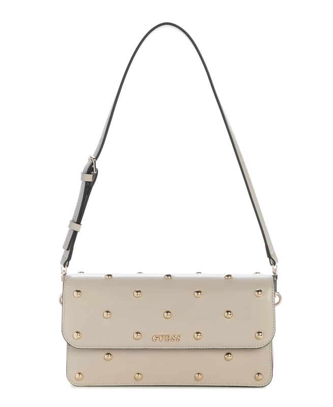 GUESS Sadie Flap Shoulder Bag, Light Grey Brown, One Size, Sadie Flap Shoulder Bag
