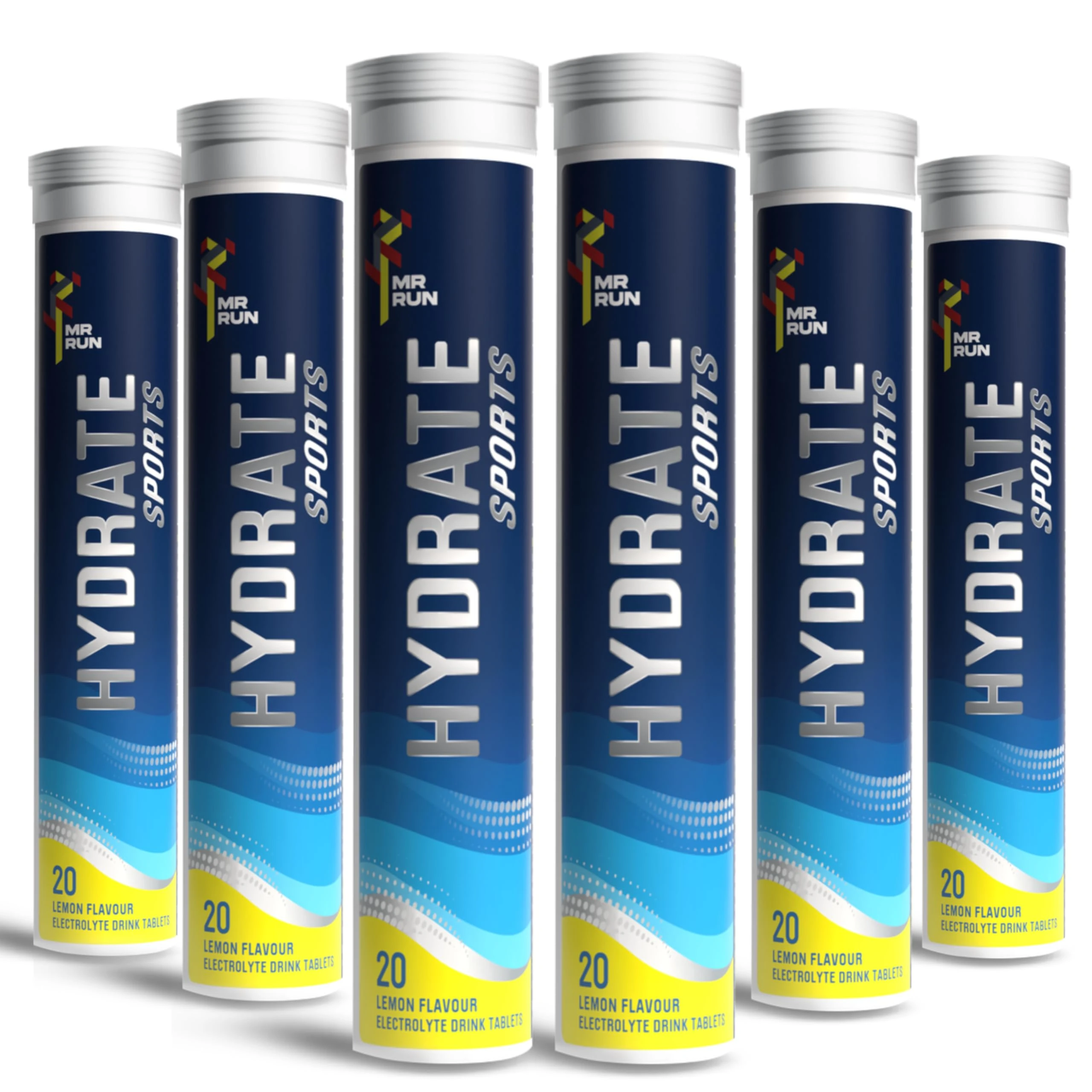 Electrolyte Tablets - Rehydration Drink with Electrolytes for Rapid Hydration, Energy Revival - Mineral Salts for Running, Cycling, Gym, Recovery, Zero Sugar (120 Tablets, 6 tubs) - Lemon Flavour