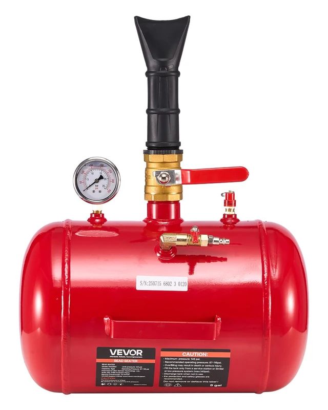 VEVOR Air Tire Bead Seater, 5 Gal / 18.9 L, Heavy Duty Tire Bead Blaster Tool, 87-116 PSI Operating Pressure, Air Trigger Seating Inflator for Pickup, Truck, ATV, Jeep, Van, Lawn Tractor, RV, Red