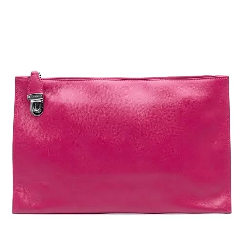 Prada Pre-Loved Saffiano Lux Zip Clutch