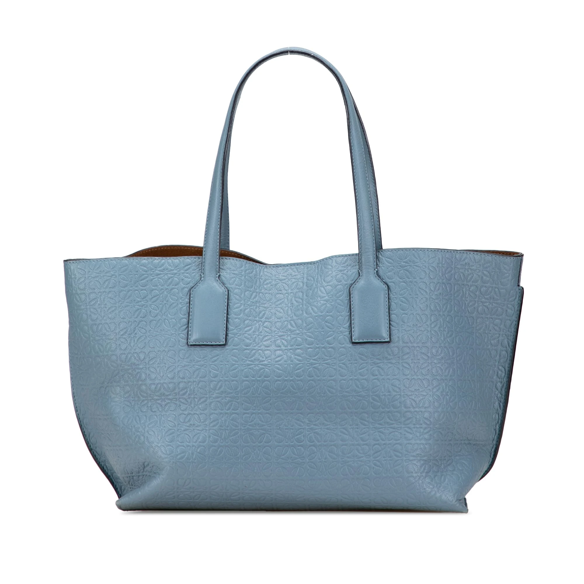 LOEWE Pre-Loved Embossed Anagram Leather T Shopper Tote