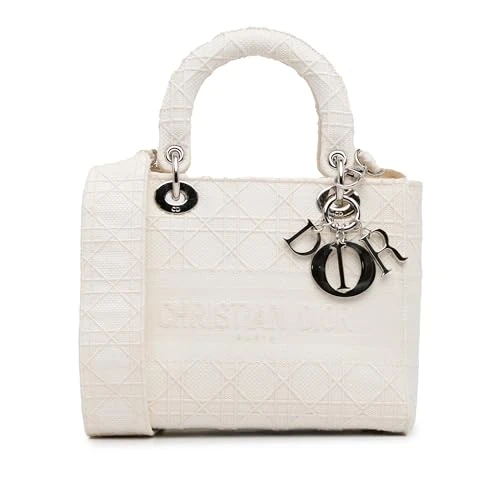 Dior Pre-Loved Medium Canvas Cannage Lady D Lite Handbag