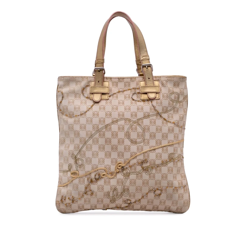 LOEWE Pre-Loved Anagram Canvas Embroidered Tote Bag
