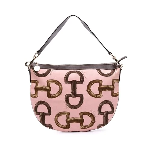 Gucci Pre-Loved Canvas Bamboo Horsebit Print Hobo Handbag