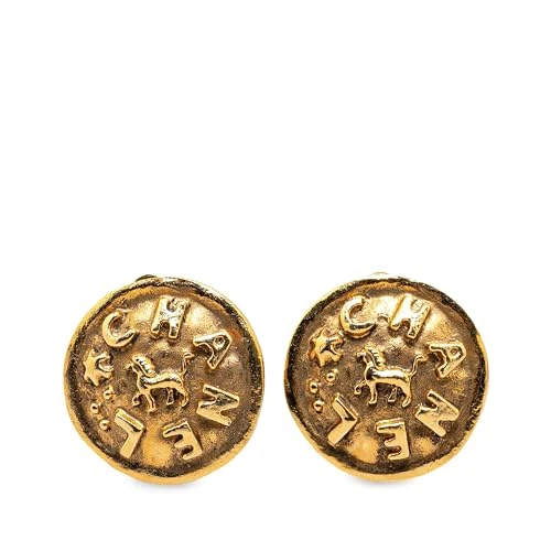 Pre-Loved Gold Plated Logo Clip On Earrings