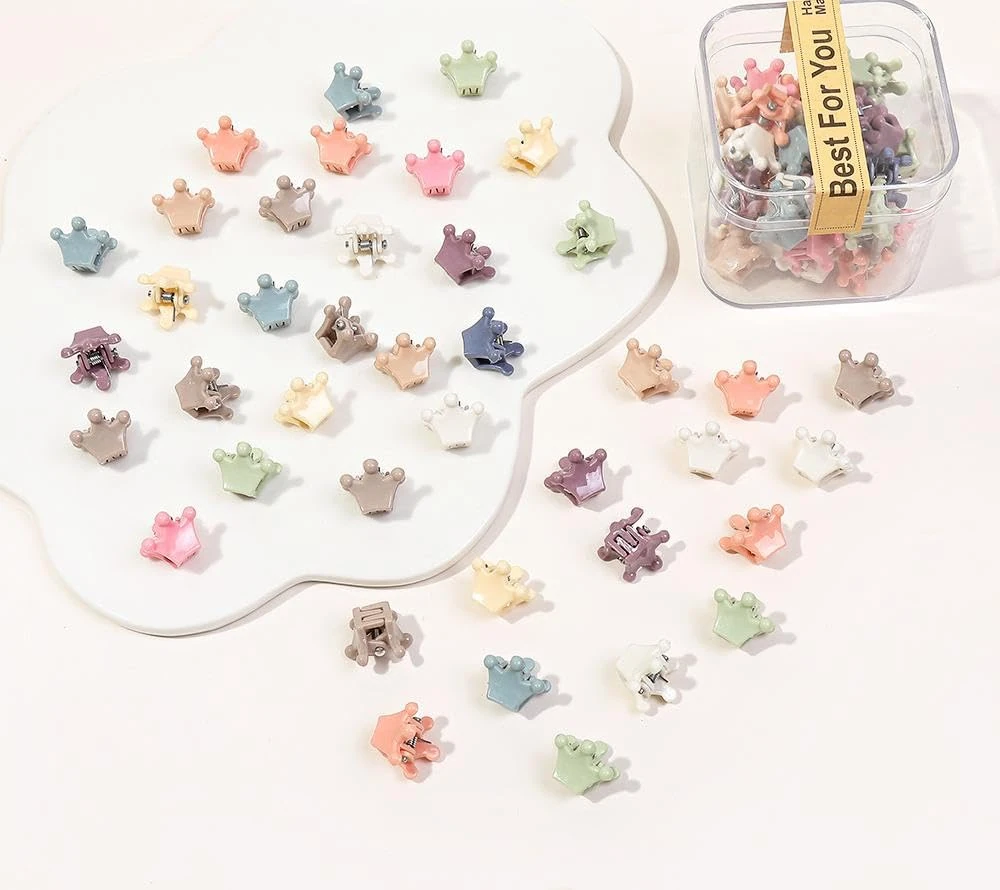 40 Pcs Hair Claw Clips for Women - Mini Crown Shape Claw Clips, Cute Colorful Tiny Claws for Thick Thin Medium Fine Hairstyles,Durable Plastic Hair Accessories for Strong Hold，with Exquisite Box