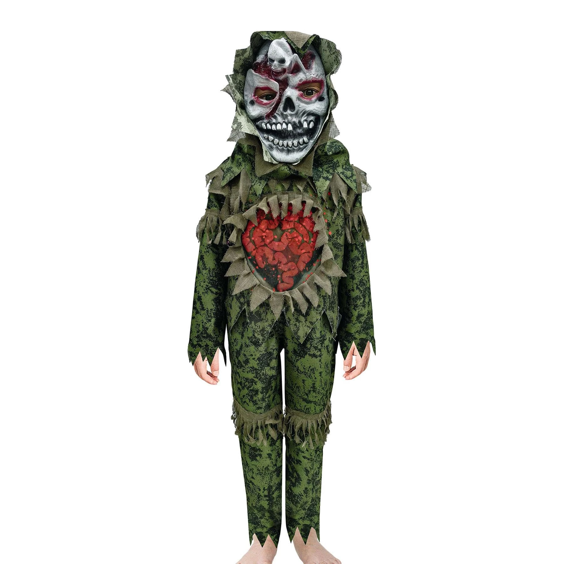 A2Z 4 Kids Boys Girls Zombie Swamp Monster Halloween Costume with Mask Scary Green Horror Fancy Dress - Swamp Monster Costume 6-8