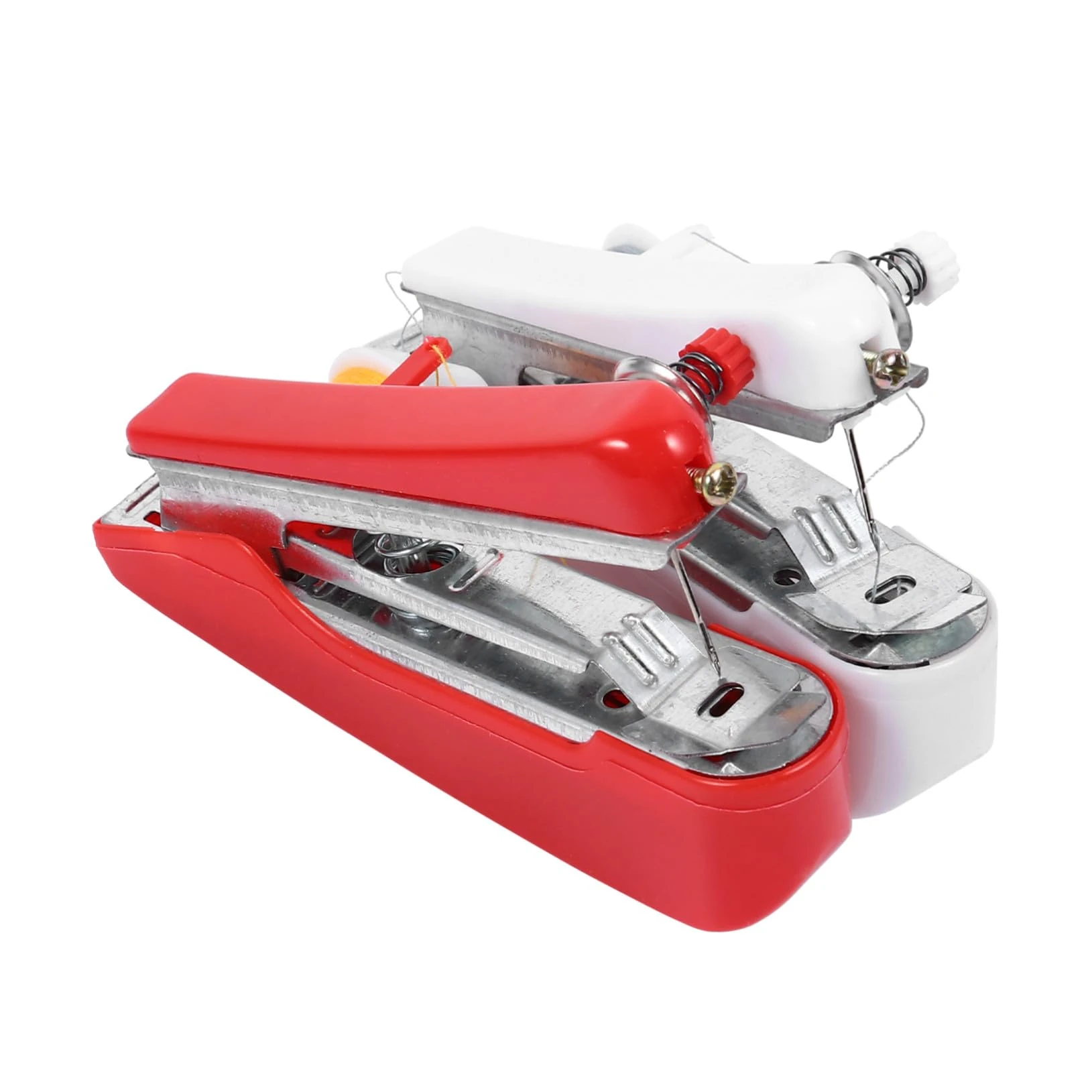 CLISPEED 2Pcs Mini Handheld Manual Sewing Machine Portable Cordless Household Stitcher for Travel Clothing Repairs DIY Crafts Beginners and Professionals