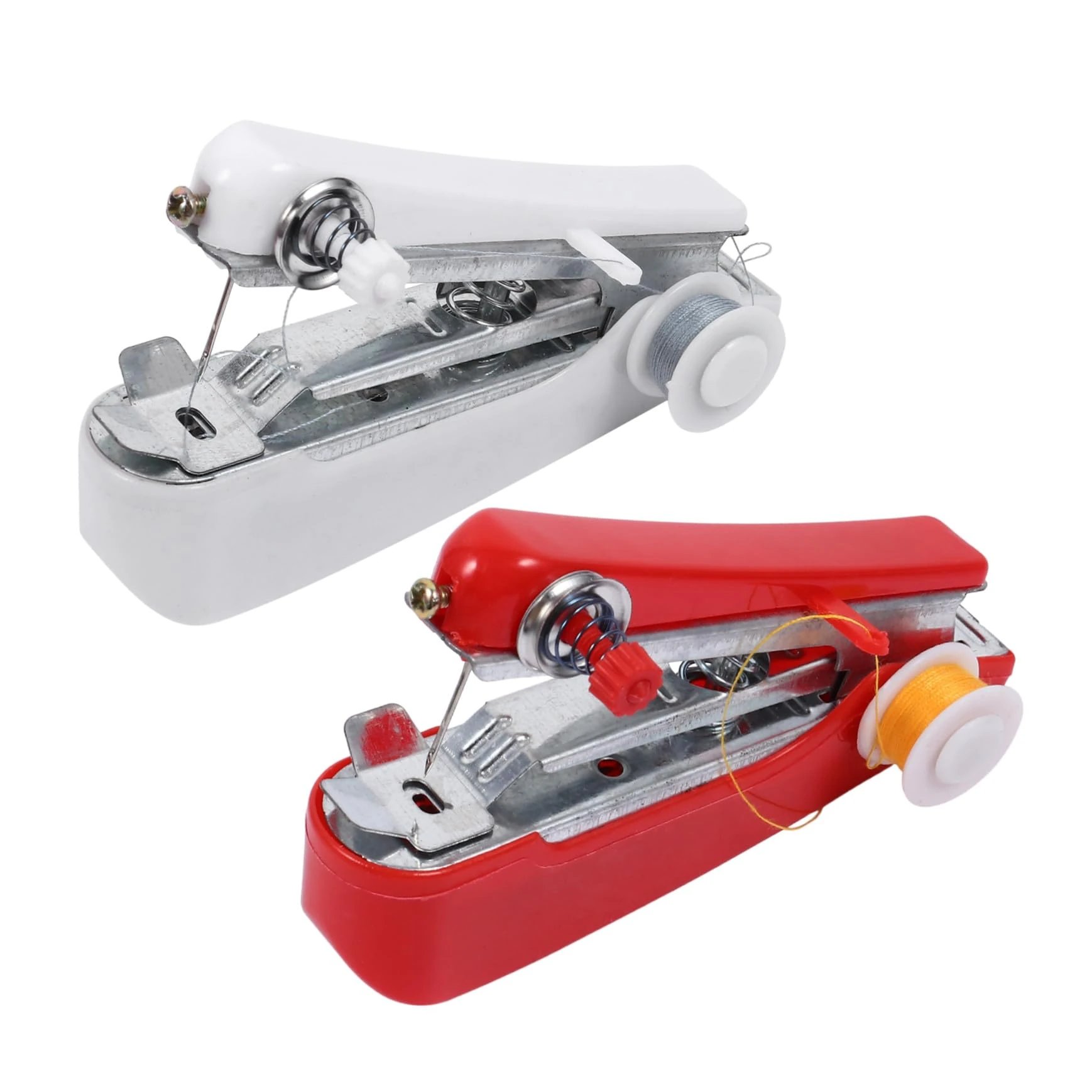 FIXOSHEE 2Pcs Mini Handheld Sewing Machine Portable Manual Compact Crafting Tool for Clothes Curtains Wool Quick Patch Repair Home Travel