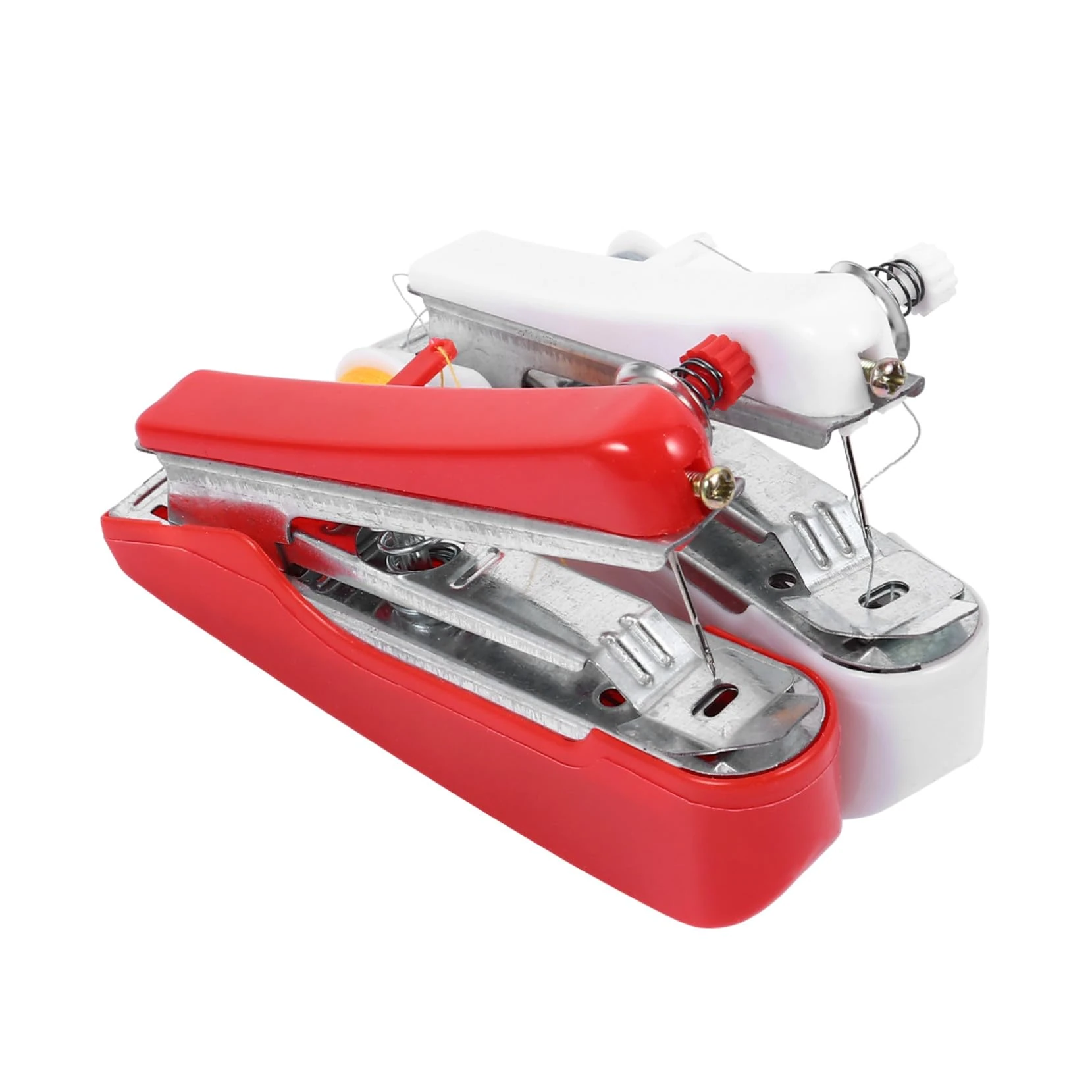 AUTSUPPL 2Pcs Mini Handheld Sewing Machine Portable Manual DIY Sewing Tool for Clothing Silk Jeans Repair Lightweight Compact for Home Travel