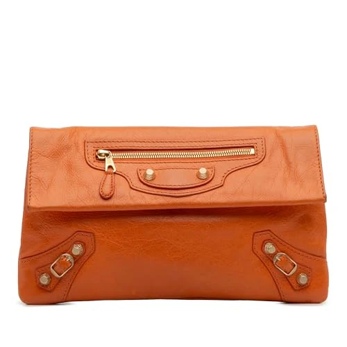 Balenciaga Pre-Loved Lambskin Motocross Giant 12 Envelope Clutch Bag