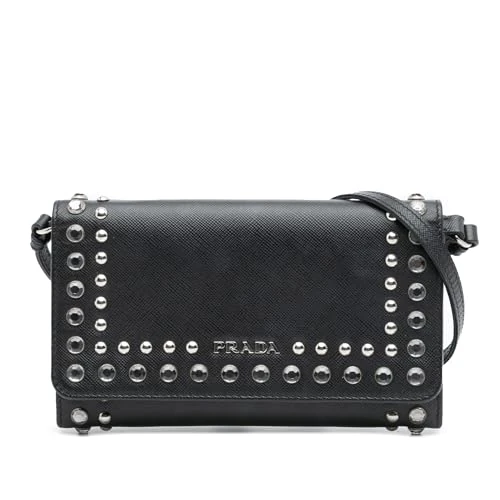 Pre-Loved Saffiano Crystal Studded Wallet on Strap