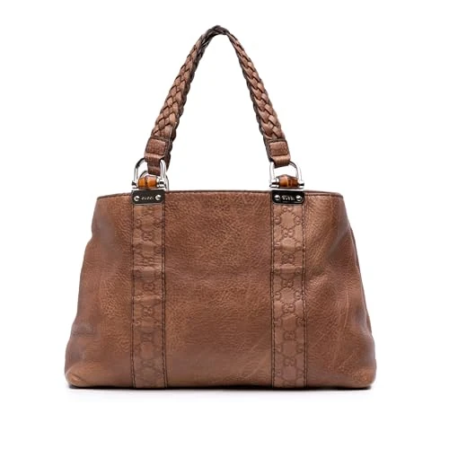 Gucci Pre-Loved Guccissima Trimmed Leather Bamboo Libeccio Tote