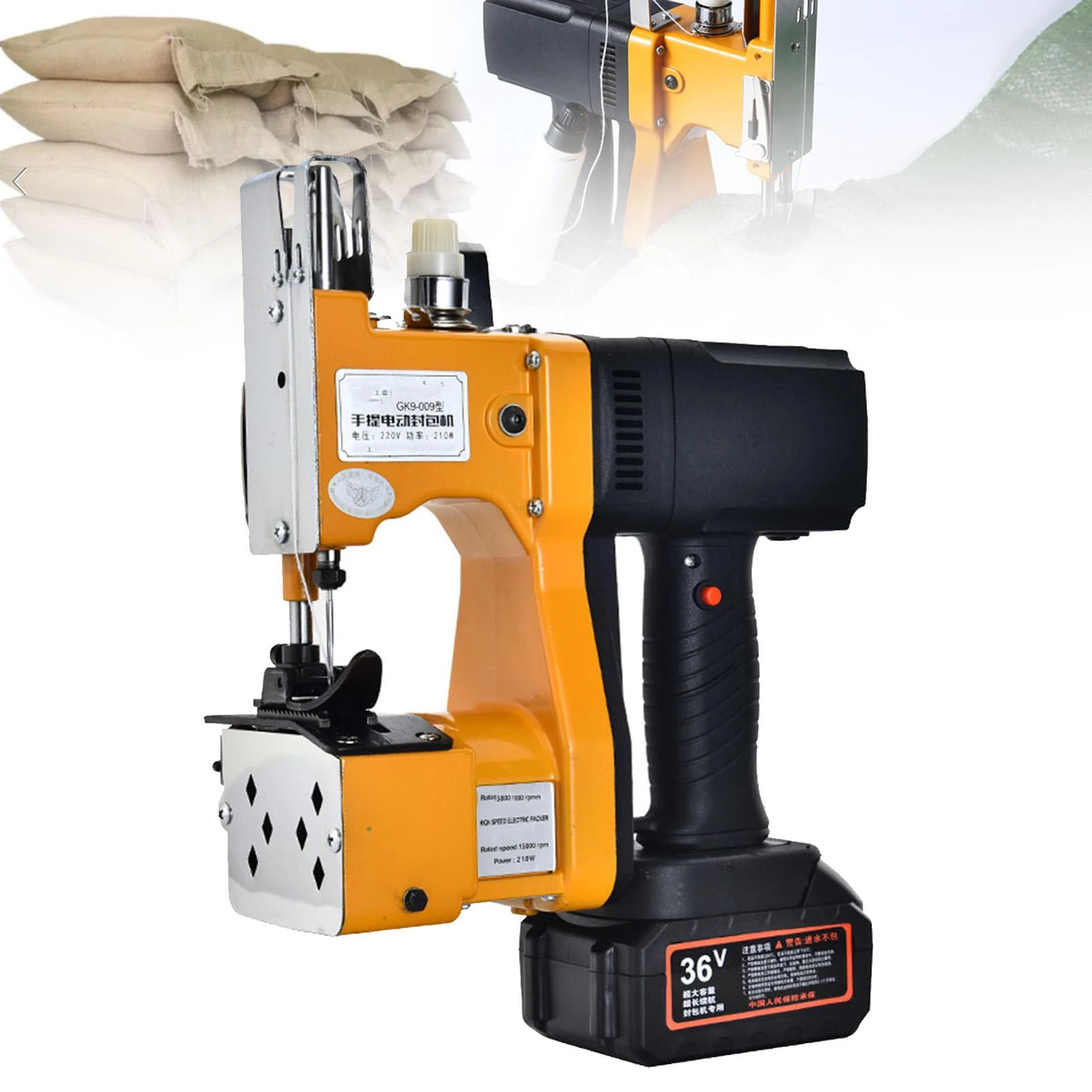 Portable Sewing Machine - Wireless Handheld Stitcher with 36V Battery for Sewing Burlap, Canvas, Feed Sacks, Rice Bags, Kraft Paper