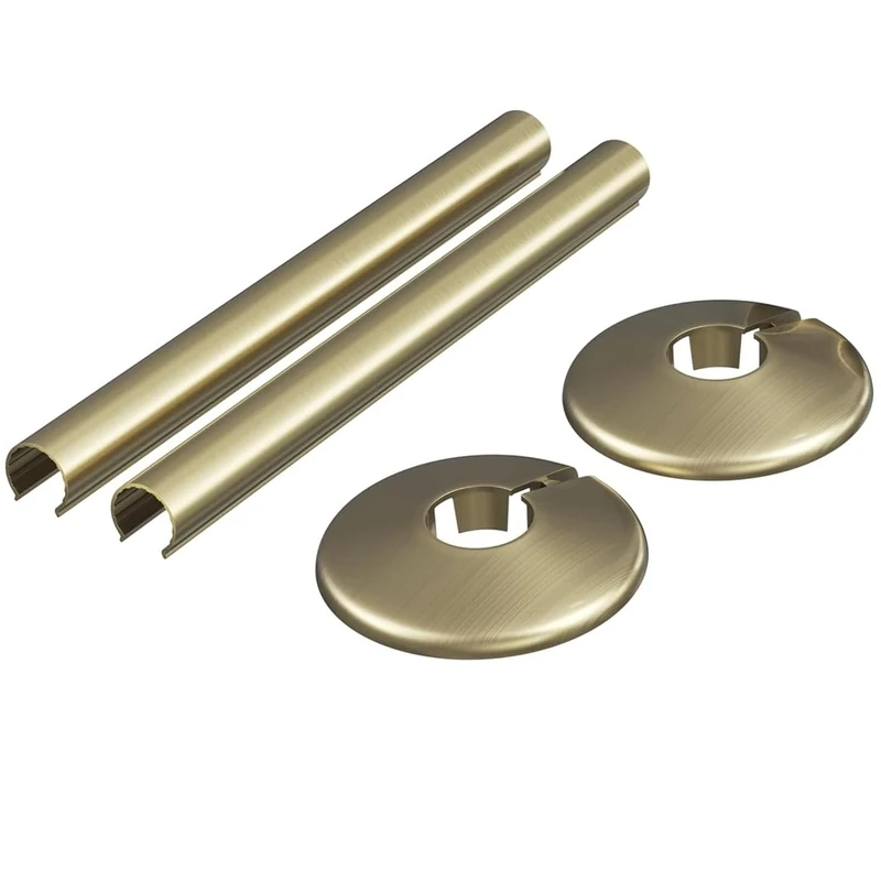 Corso Bathrooms Brass Radiator Pipe Covers 15mm - 2 Pack 200mm
