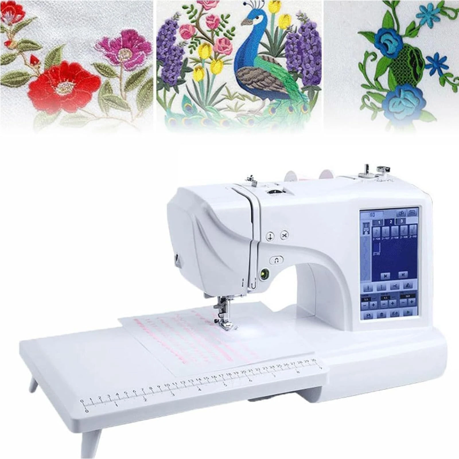 Automatic Embroidery Sewing Machine with LCD Touch Screen, 210 Built-in Letters, 30 Borders, USB Port for Easy Crafting and Design