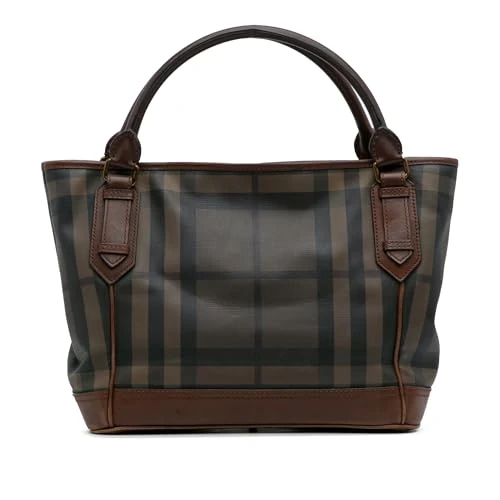 BURBERRY Pre-Loved Smoked Check Coated Canvas Handbag