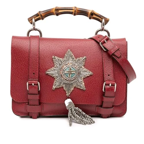 Gucci Pre-Loved Leather Bamboo Convertible Top Handle Bag Satchel