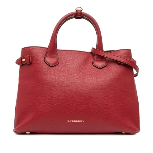 BURBERRY Pre-Loved Medium Leather and House Check Banner Satchel