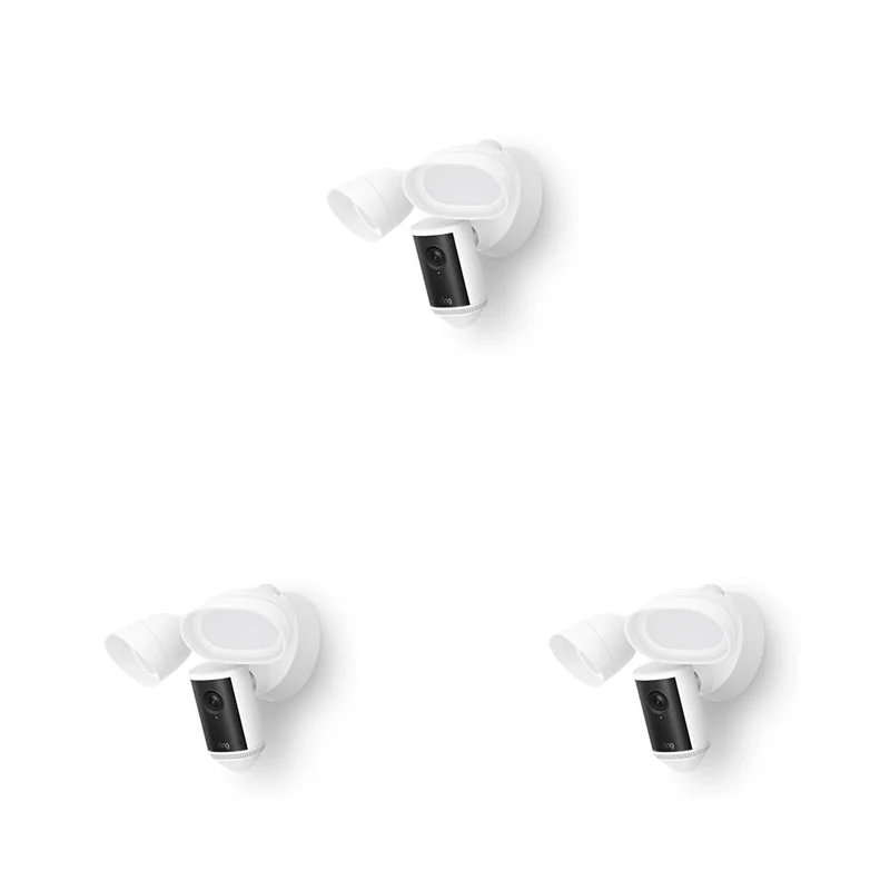 Ring Floodlight Cam Pro (newest gen) | Outdoor Security Camera | Retinal 4K, 10x Enhanced Zoom, 2000 Lumen Floodlights & Siren | 30-day free trial of Ring Subscription Plan (Pack of 3)