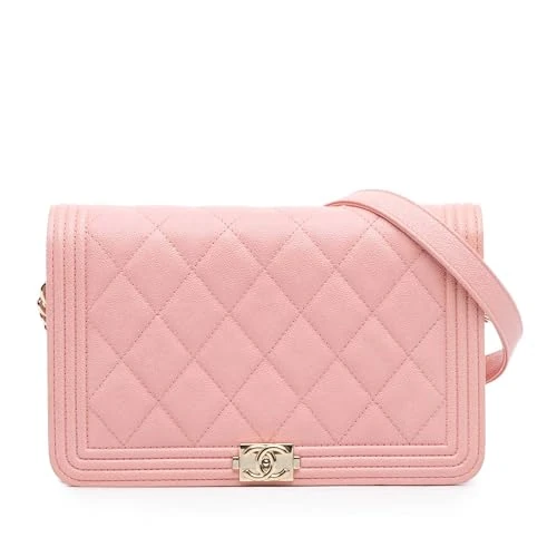 Chanel Pre-Loved Quilted Caviar Boy Wallet On Chain Handbag Crossbody Bag