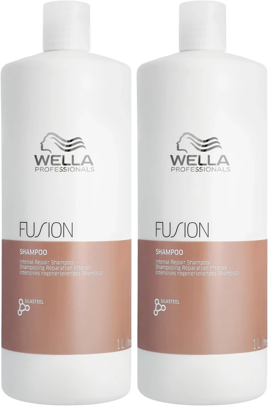 Wella Professionals Fusion Intense Repair Shampoo - Intense Repair Detangling Shampoo for Dry and Damaged Hair - Smoothening, Boost Shine and Protect Hair Against Breakage 1l (Pack of 2)