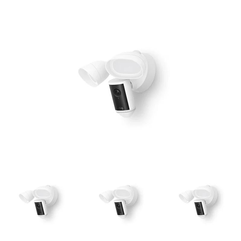 Ring Floodlight Cam Pro (newest gen) | Outdoor Security Camera | Retinal 4K, 10x Enhanced Zoom, 2000 Lumen Floodlights & Siren | 30-day free trial of Ring Subscription Plan (Pack of 4)