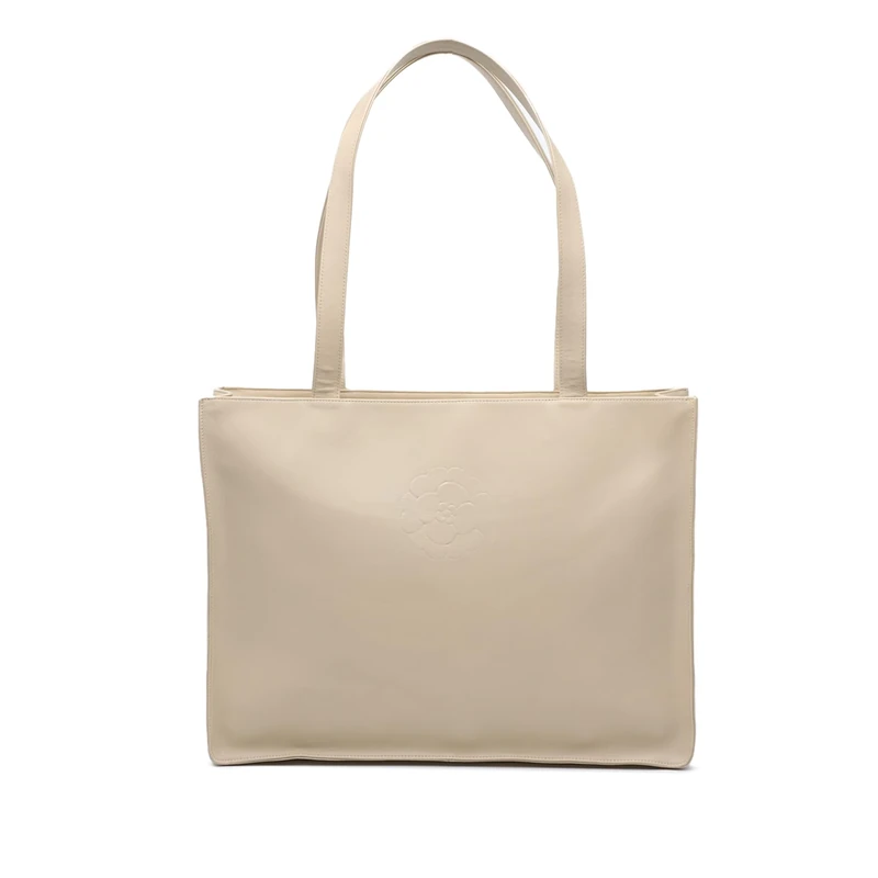 Chanel Pre-Loved Lambskin Embossed CC Camellia Tote Bag