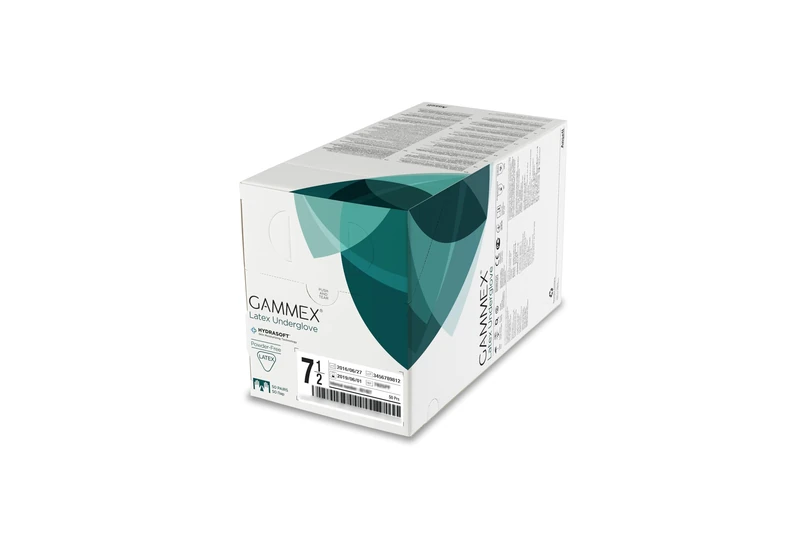 Ansell GAMMEX Latex Underglove, Powder-Free Sterile Surgical Gloves, Size 8.5, Green (50 pairs)