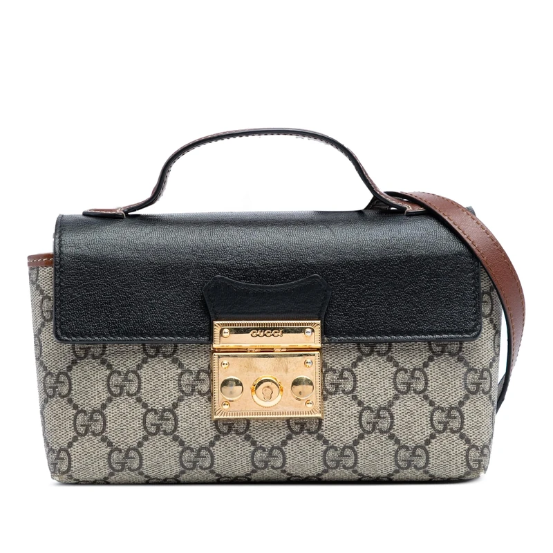 Gucci Pre-Loved Mini GG Supreme Padlock Satchel Handbag