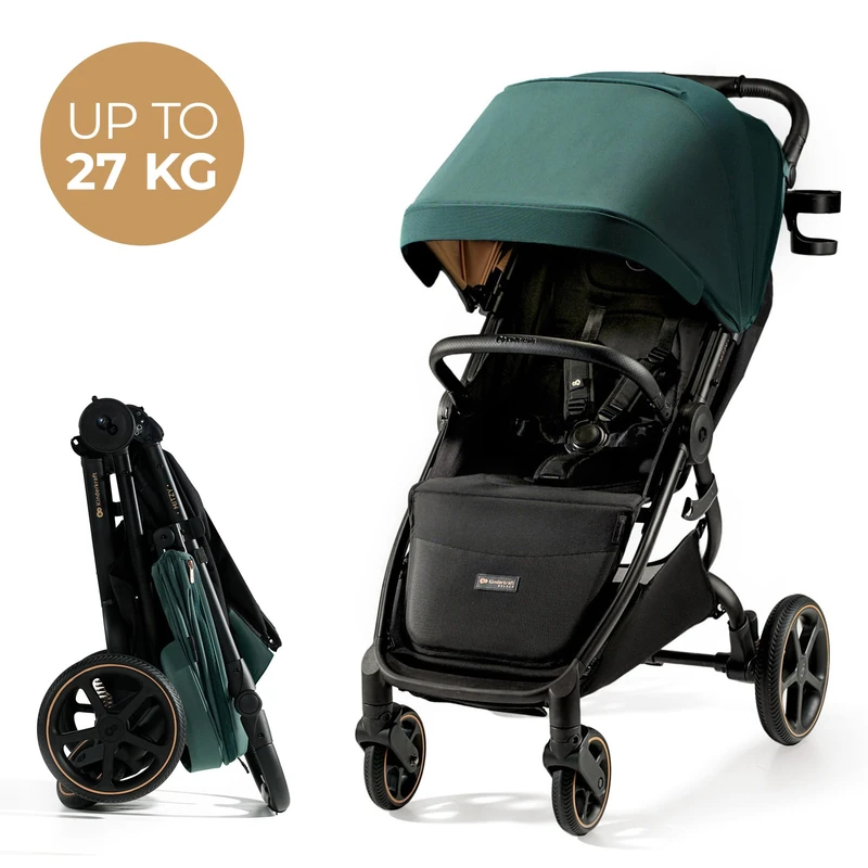 Kinderkraft Mitzy, Stroller up to 22 kg, Reclining Stroller, Baby Stroller, Lightweight, Quick and Easy to fold, Adjustable backrest and footrest, Recline Position, Ideal for Travel, Green